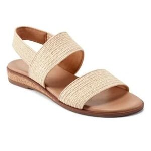 Easy Spirit Beige Woven Slingback Low Wedge Sandals Size 7 / S26239